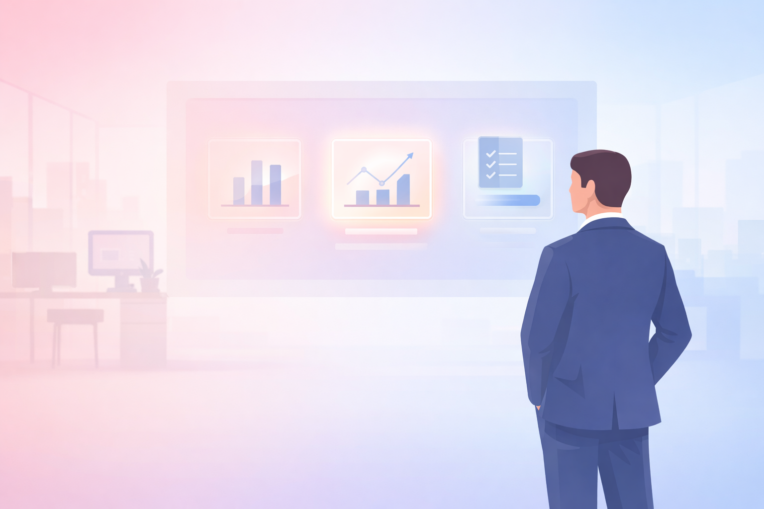 Executive leader reviewing a focused dashboard with three key performance indicators.